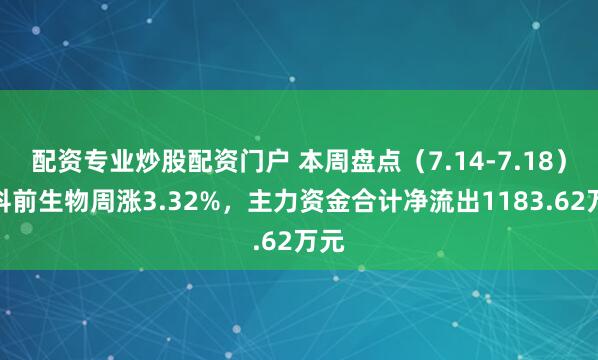 配资专业炒股配资门户 本周盘点（7.14-7.18）：科前生物周涨3.32%，主力资金合计净流出1183.62万元