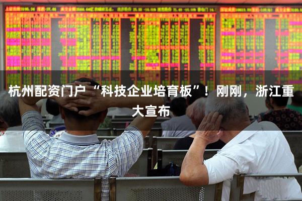 杭州配资门户 “科技企业培育板”！刚刚，浙江重大宣布